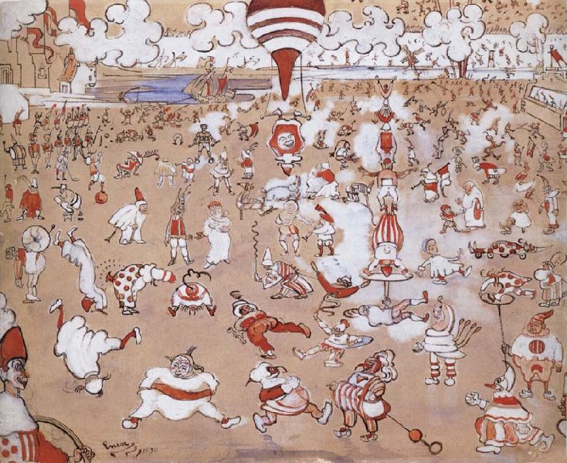 James Ensor White and Red Clowns Evolving china oil painting image